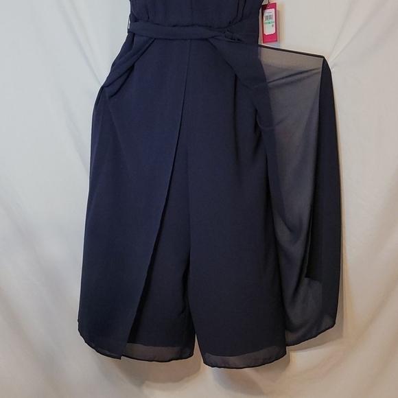 Vince Camuto Chiffon Cropped Leght Navy Blue size 10 Jumpsuit - Picture 11 of 13